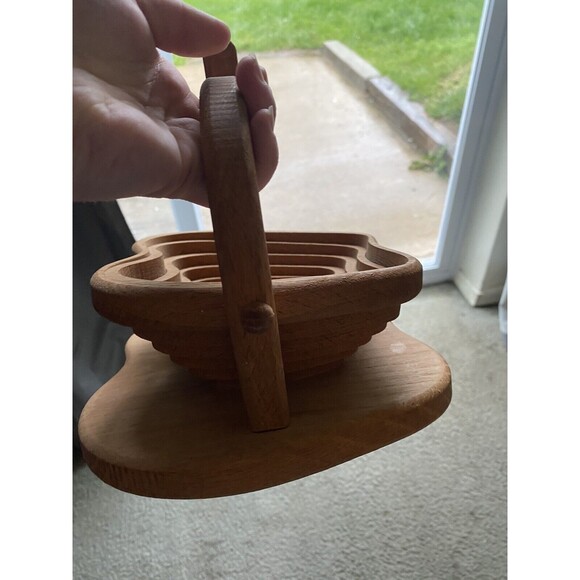 Collapsible Wood Apple Basket Bowl - Picture 3 of 5